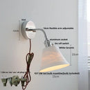 GobekUsa Adjustable Arm LED Wall Light Fixture with Pull Chain Switch, White Glass