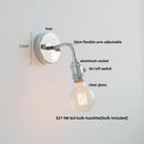 GobekUsa Adjustable Arm LED Wall Light Fixture with Pull Chain Switch, White Glass