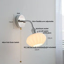 GobekUsa Adjustable Arm LED Wall Light Fixture with Pull Chain Switch, White Glass