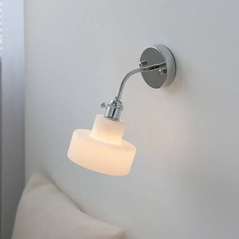 GobekUsa Adjustable Arm LED Wall Light Fixture with Pull Chain Switch, White Glass, photo 2 of 21