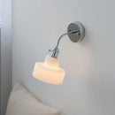 GobekUsa Adjustable Arm LED Wall Light Fixture with Pull Chain Switch, White Glass