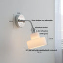GobekUsa Adjustable Arm LED Wall Light Fixture with Pull Chain Switch, White Glass