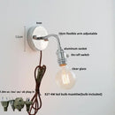 GobekUsa Adjustable Arm LED Wall Light Fixture with Pull Chain Switch, White Glass