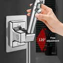 Chrome adjustable shower head holder with hose for bathroom by Decorbites
