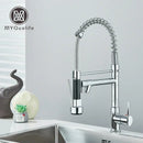 GobekUsa Dual Spout Brass Kitchen Sink Faucet with 360° Rotation - Chrome