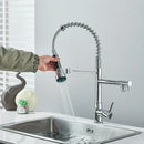 GobekUsa Dual Spout Brass Kitchen Sink Faucet with 360° Rotation - Chrome