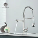 GobekUsa Dual Spout Brass Kitchen Sink Faucet with 360° Rotation - Chrome