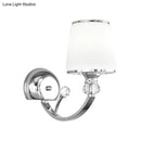 GobekUsa Simplicity Chrome Conic 1-Head Wall Light Fixture with White Glass Shade