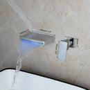GobekUsa LED Waterfall Bathtub Faucet in Chrome & Black - Wall Mounted Single Handle