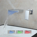 GobekUsa LED Waterfall Bathtub Faucet in Chrome & Black - Wall Mounted Single Handle