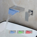 GobekUsa LED Waterfall Bathtub Faucet in Chrome & Black - Wall Mounted Single Handle
