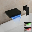GobekUsa LED Waterfall Bathtub Faucet in Chrome & Black - Wall Mounted Single Handle