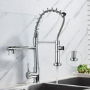 GobekUsa Kitchen Faucet Pull Out Dual Spout Single Handle Mixer Tap 360 Rotation