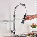 GobekUsa Kitchen Faucet Pull Out Dual Spout Single Handle Mixer Tap 360 Rotation
