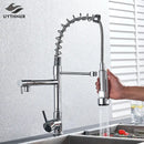 GobekUsa Kitchen Faucet Pull Out Dual Spout Single Handle Mixer Tap 360 Rotation