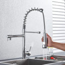 GobekUsa Kitchen Faucet Pull Out Dual Spout Single Handle Mixer Tap 360 Rotation