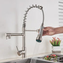 GobekUsa Kitchen Faucet Pull Out Dual Spout Single Handle Mixer Tap 360 Rotation