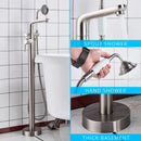 GobekUsa Dual Handle Black Waterfall Bathtub Faucet Floor Standing Set for Bathroom