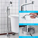 GobekUsa Dual Handle Black Waterfall Bathtub Faucet Floor Standing Set for Bathroom