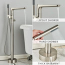 GobekUsa Dual Handle Black Waterfall Bathtub Faucet Floor Standing Set for Bathroom