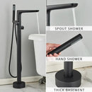 GobekUsa Dual Handle Black Waterfall Bathtub Faucet Floor Standing Set for Bathroom