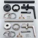 GobekUsa Dual Handle Black Waterfall Bathtub Faucet Floor Standing Set for Bathroom