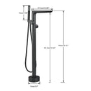 GobekUsa Dual Handle Black Waterfall Bathtub Faucet Floor Standing Set for Bathroom