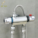 GobekUsa Dual Handle Thermostatic Shower Faucet Mixer Valve, Wall Mounted Chrome