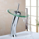 GobekUsa Glass Waterfall Faucet Chrome Brass Mixer for Bathroom Sink