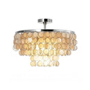 Chrome Natural Capiz Shell Disc Ceiling Light