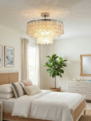 Chrome Natural Capiz Shell Disc Ceiling Light