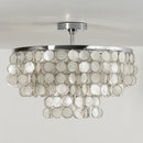 Chrome Natural Capiz Shell Disc Ceiling Light