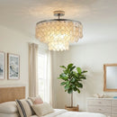 Chrome Natural Capiz Shell Disc Ceiling Light