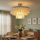 Chrome Natural Capiz Shell Disc Ceiling Light