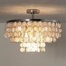 Chrome Natural Capiz Shell Disc Ceiling Light