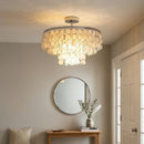 Chrome Natural Capiz Shell Disc Ceiling Light