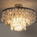 Chrome Natural Capiz Shell Disc Ceiling Light