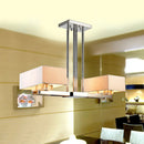 GobekUsa Chrome Pendant Light with Fabric Shade - Rectangular Design, Classic Island Lamp for Dining Room - 2/4/6 Bulbs.