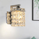 GobekUsa Chrome Rectangle Crystal Wall Sconce with Draping Crystal Rods
