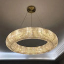 Chrome round crystal chandelier living room pendant light by Decorbites