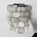 Chrome Round Tiered Capiz Shell Wall Lamp