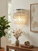 Chrome Round Tiered Capiz Shell Wall Lamp