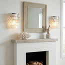 Chrome Round Tiered Capiz Shell Wall Lamp