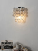 Chrome Round Tiered Capiz Shell Wall Lamp
