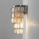 Chrome Round Tiered Capiz Shell Wall Lamp