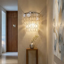 Chrome Round Tiered Capiz Shell Wall Lamp