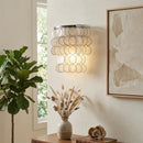 Chrome Round Tiered Capiz Shell Wall Lamp