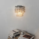 Chrome Round Tiered Capiz Shell Wall Lamp