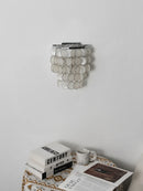 Chrome Round Tiered Capiz Shell Wall Lamp