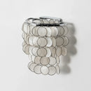 Chrome Round Tiered Capiz Shell Wall Lamp